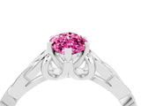 White gold Marquise Cut Pink Sapphire Solitaire Celtic Knot Ring with Four-Prong Setting_28