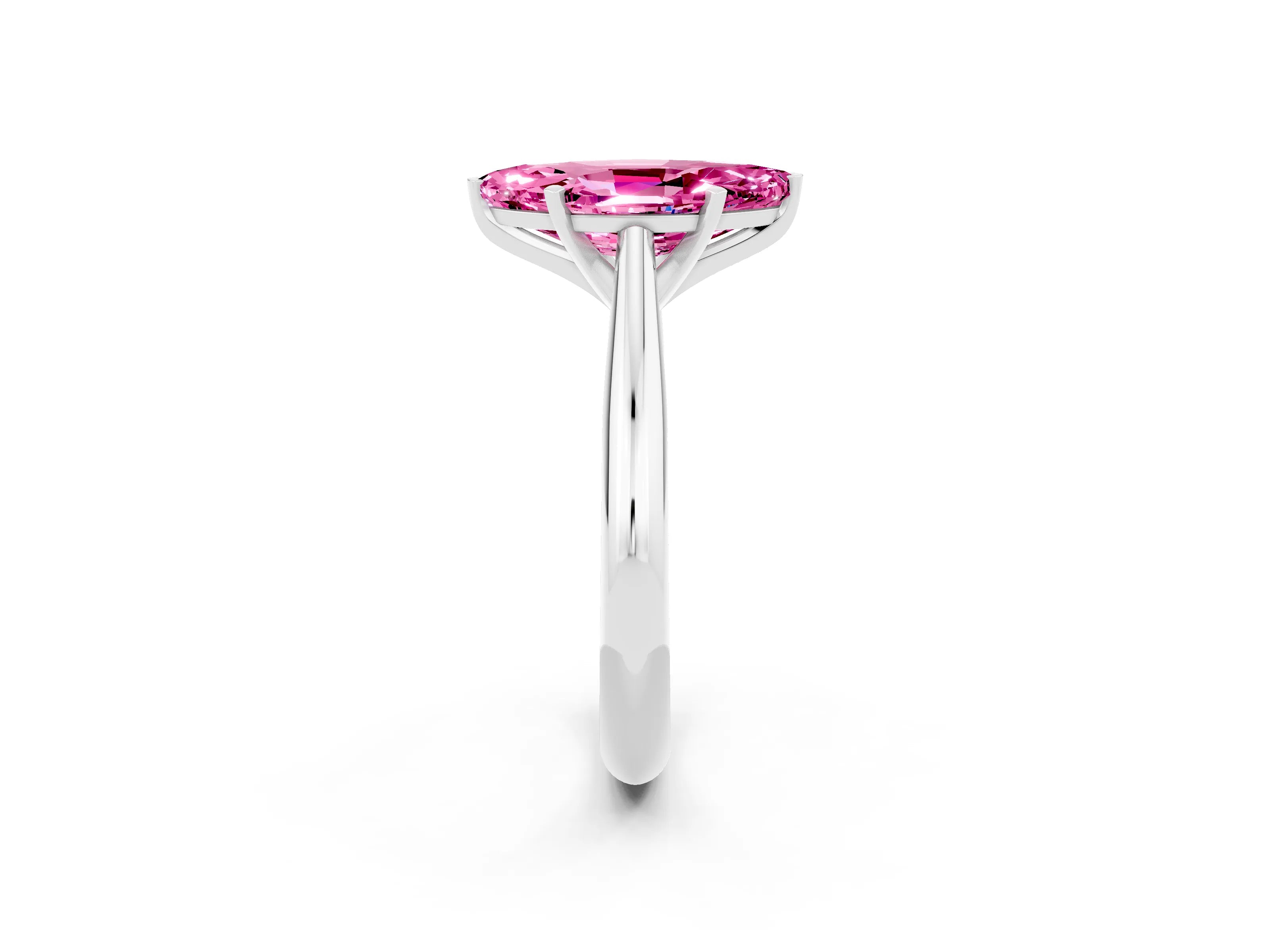 White gold Marquise Cut Pink Sapphire Solitaire Engagement Ring with Cathedral Setting and Four-Prong Mount_14