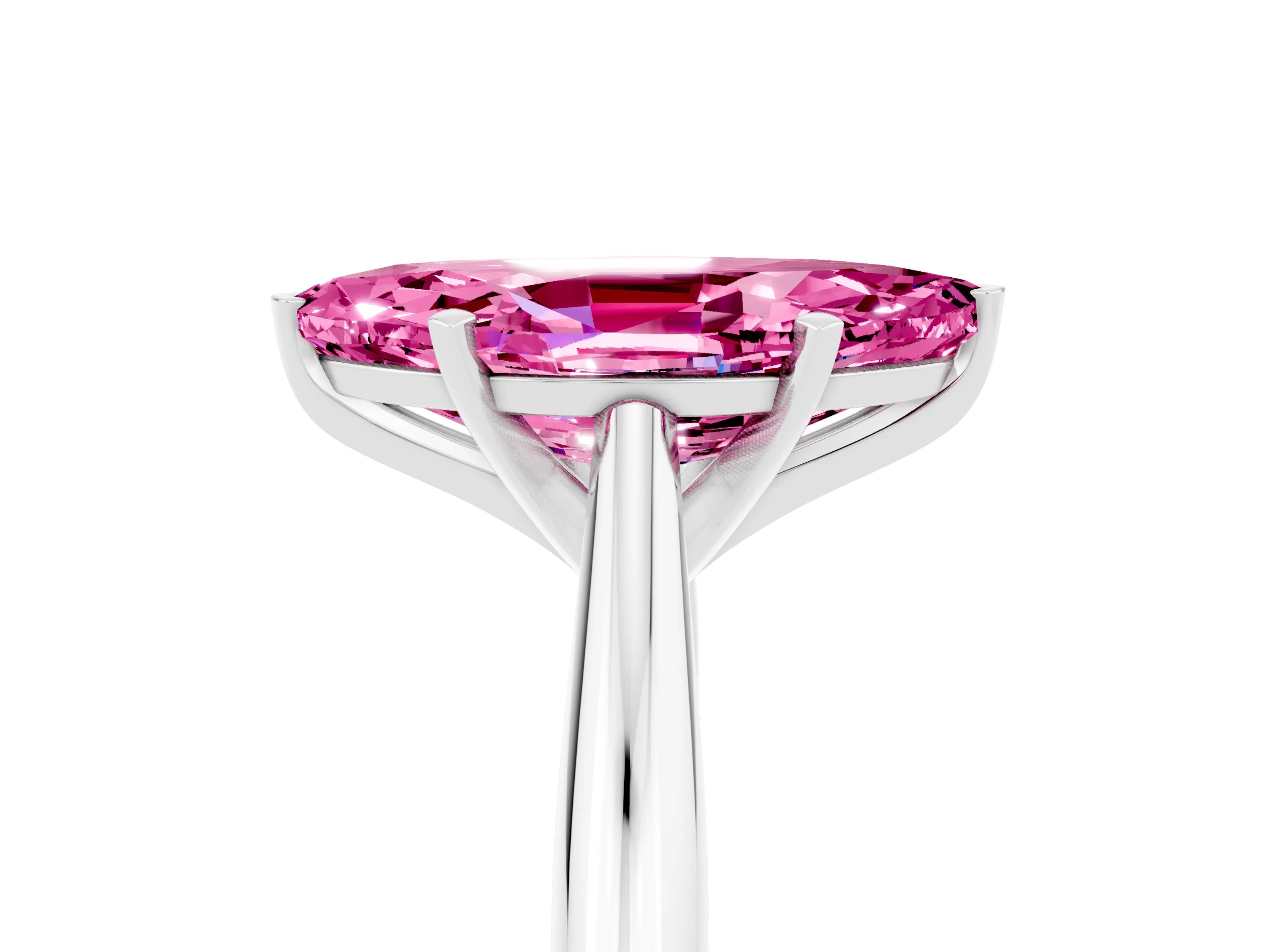 White gold Marquise Cut Pink Sapphire Solitaire Engagement Ring with Cathedral Setting and Four-Prong Mount_29