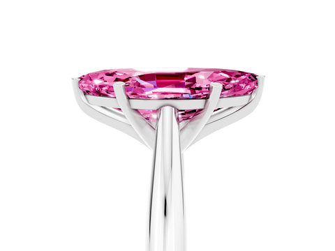 White gold Marquise Cut Pink Sapphire Solitaire Engagement Ring with Cathedral Setting and Four-Prong Mount_29