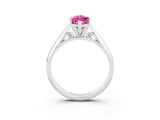 White gold Marquise Cut Pink Sapphire Solitaire Engagement Ring with Cathedral Setting and Four-Prong Mount_33
