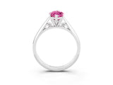 White gold Marquise Cut Pink Sapphire Solitaire Engagement Ring with Cathedral Setting and Four-Prong Mount_39