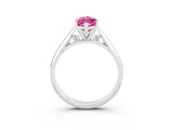 White gold Marquise Cut Pink Sapphire Solitaire Engagement Ring with Cathedral Setting and Four-Prong Mount_87