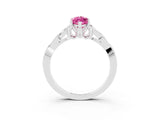 White gold Marquise Cut Pink Sapphire Solitaire Engagement Ring with Celtic Knot Band and Four-Prong Setting_27