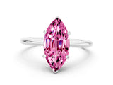 White gold Marquise Cut Pink Sapphire Solitaire Engagement Ring with Classic Band and Four-Prong Setting_36