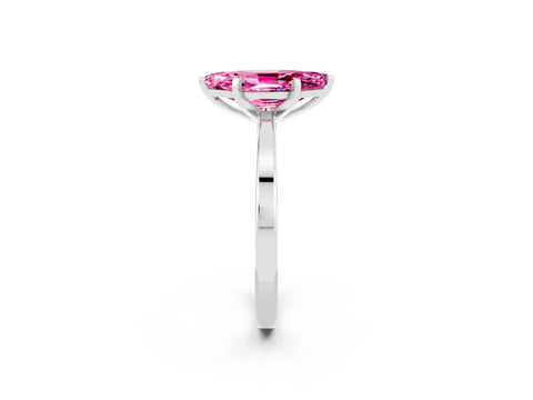 White gold Marquise Cut Pink Sapphire Solitaire Engagement Ring with Classic Band and Four-Prong Setting_62