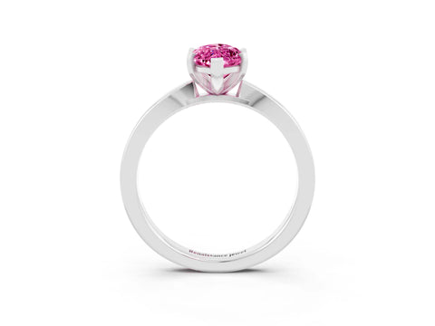 White gold Marquise Cut Pink Sapphire Solitaire Engagement Ring with Classic Band and Four-Prong Setting_63