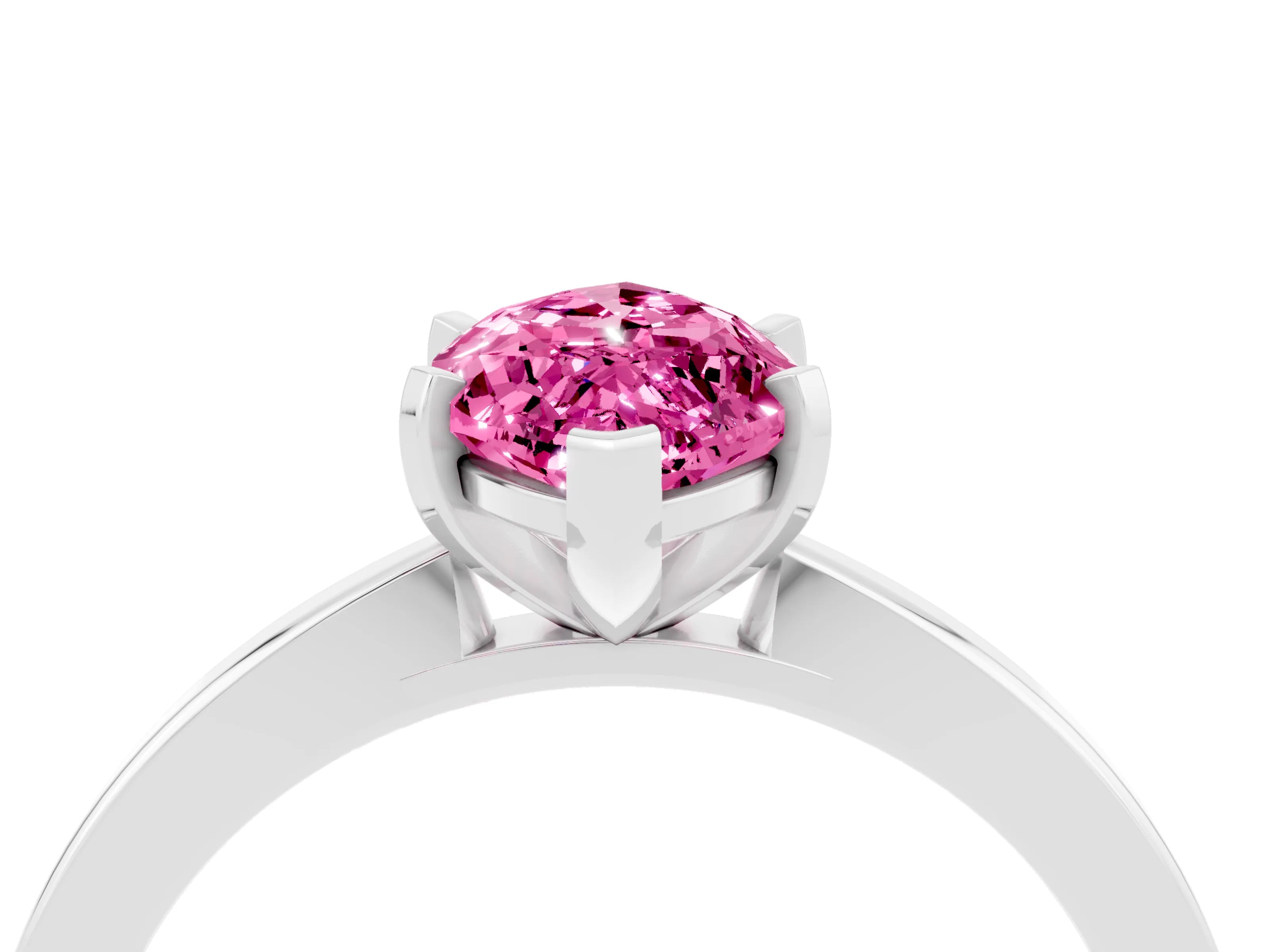 White gold Marquise Cut Pink Sapphire Solitaire Engagement Ring with Classic Band and Four-Prong Setting_64