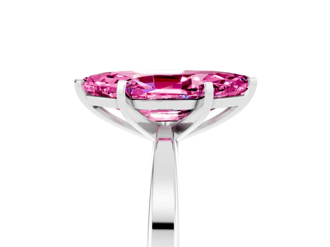 White gold Marquise Cut Pink Sapphire Solitaire Engagement Ring with Classic Band and Four-Prong Setting_65