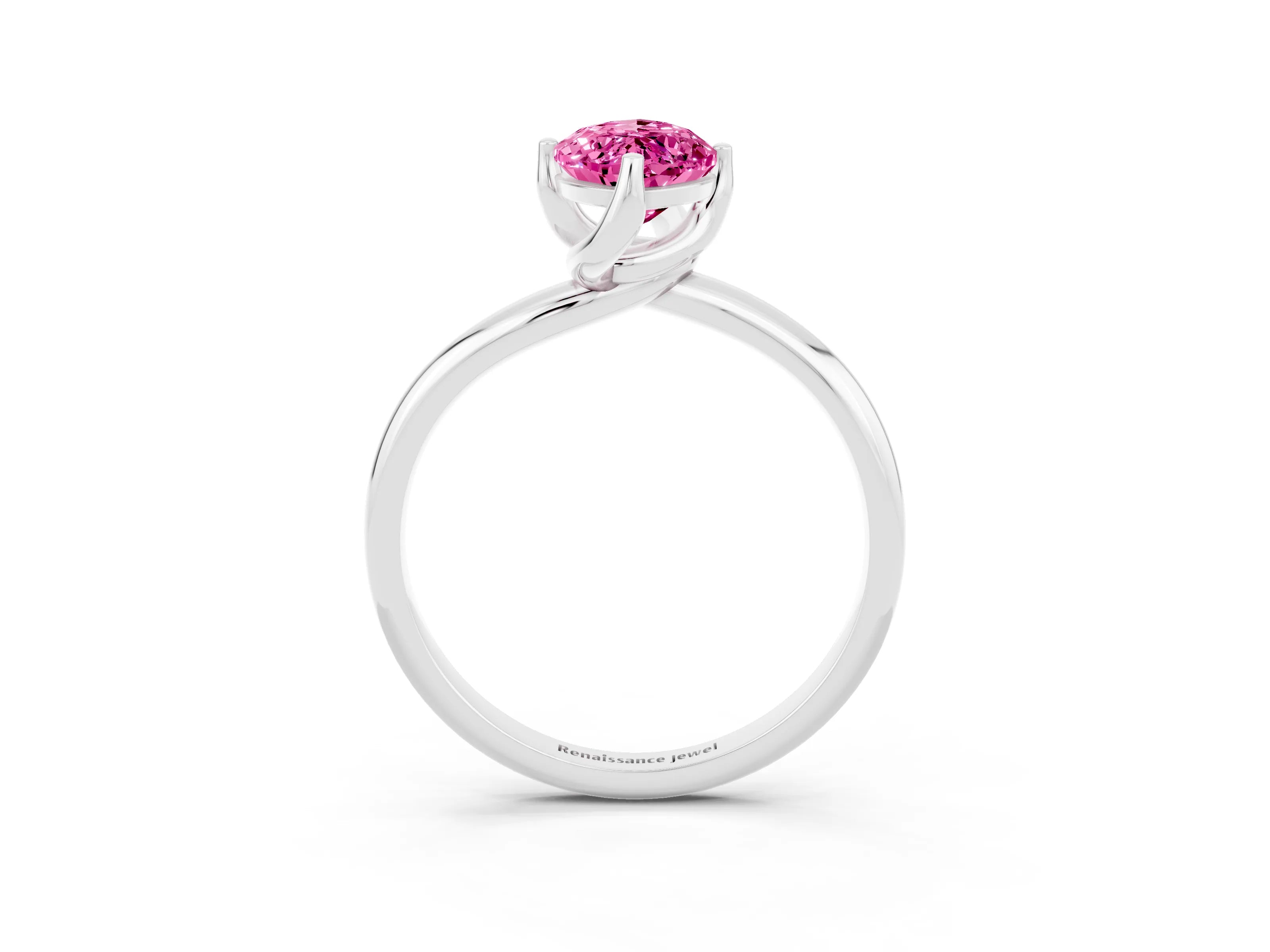 White gold Marquise Cut Pink Sapphire Solitaire Engagement Ring with Four-Prong Setting and Classic Band_15