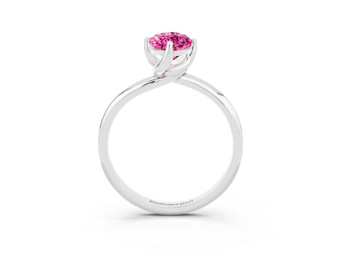 White gold Marquise Cut Pink Sapphire Solitaire Engagement Ring with Four-Prong Setting and Classic Band_15