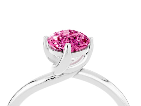 White gold Marquise Cut Pink Sapphire Solitaire Engagement Ring with Four-Prong Setting and Classic Band_16