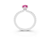 White gold Marquise Cut Pink Sapphire Solitaire Engagement Ring with Pavé Band and Four-Prong Setting_27