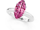White gold Marquise Cut Pink Sapphire Solitaire Engagement Ring with Round Band and Four-Prong Setting_25