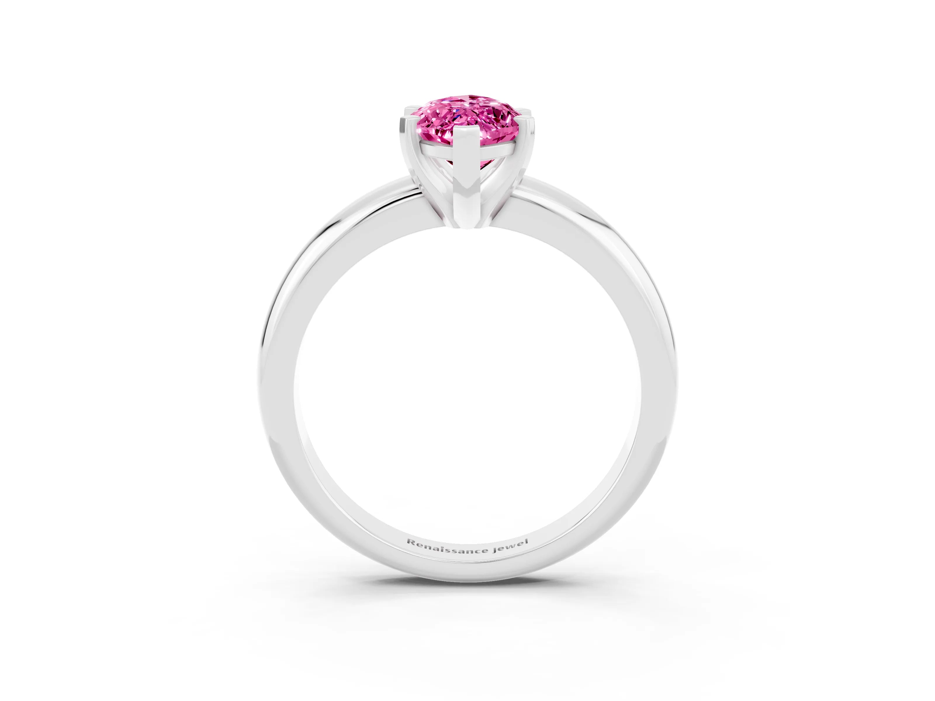White gold Marquise Cut Pink Sapphire Solitaire Engagement Ring with Round Band and Four-Prong Setting_27