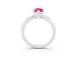 White gold Marquise Cut Pink Sapphire Solitaire Engagement Ring with Round Band and Four-Prong Setting_27