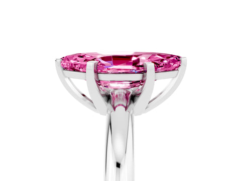 White gold Marquise Cut Pink Sapphire Solitaire Engagement Ring with Round Band and Four-Prong Setting_29