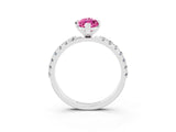 White gold Marquise Cut Pink Sapphire Solitaire Pavé Band with Four-Prong Setting_27