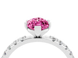 White gold Marquise Cut Pink Sapphire Solitaire Pavé Band with Four-Prong Setting_28