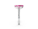 White gold Marquise Cut Pink Sapphire Solitaire Pavé Engagement Ring with Round Band and Prong Setting_14