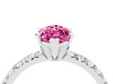 White gold Marquise Cut Pink Sapphire Solitaire Pavé Engagement Ring with Round Band and Prong Setting_16