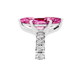 White gold Marquise Cut Pink Sapphire Solitaire Pavé Engagement Ring with Round Band and Prong Setting_17