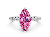 White gold Marquise Cut Pink Sapphire Solitaire Pavé Engagement Ring with Round Band and Prong Setting_72
