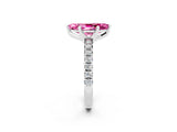 White gold Marquise Cut Pink Sapphire Solitaire Pavé Engagement Ring with Round Band and Prong Setting_74