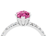 White gold Marquise Cut Pink Sapphire Solitaire Pavé Engagement Ring with Round Band and Prong Setting_76