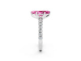 White gold Marquise Cut Pink Sapphire Solitaire Pavé Engagement Ring with Round Band and Prong Setting_86
