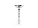 White gold Marquise Cut Pink Sapphire Solitaire Ring with Cathedral Setting and Pavé Band_26