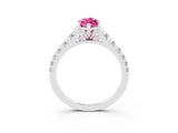 White gold Marquise Cut Pink Sapphire Solitaire Ring with Cathedral Setting and Pavé Band_27