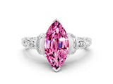 White gold Marquise Cut Pink Sapphire Solitaire Ring with Filigree Band and Four-Prong Setting_48