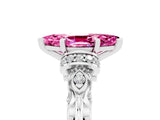 White gold Marquise Cut Pink Sapphire Solitaire Ring with Filigree Band and Four-Prong Setting_53