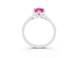White gold Marquise Cut Pink Sapphire Solitaire Ring with Flower Prong Setting and Classic Band_51