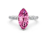 White gold Marquise Cut Pink Sapphire Solitaire Ring with Pavé Accents and Four-Prong Setting_24