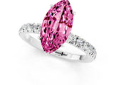 White gold Marquise Cut Pink Sapphire Solitaire Ring with Pavé Accents and Four-Prong Setting_25