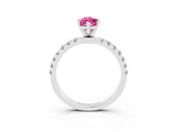 White gold Marquise Cut Pink Sapphire Solitaire Ring with Pavé Accents and Four-Prong Setting_27