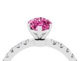 White gold Marquise Cut Pink Sapphire Solitaire Ring with Pavé Accents and Four-Prong Setting_28