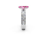 White gold Marquise Cut Pink Sapphire Solitaire Ring with Pavé and Channel Set Band_26