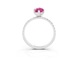White gold Marquise Cut Pink Sapphire Solitaire Ring with Pave Band and Four Prong Setting_51