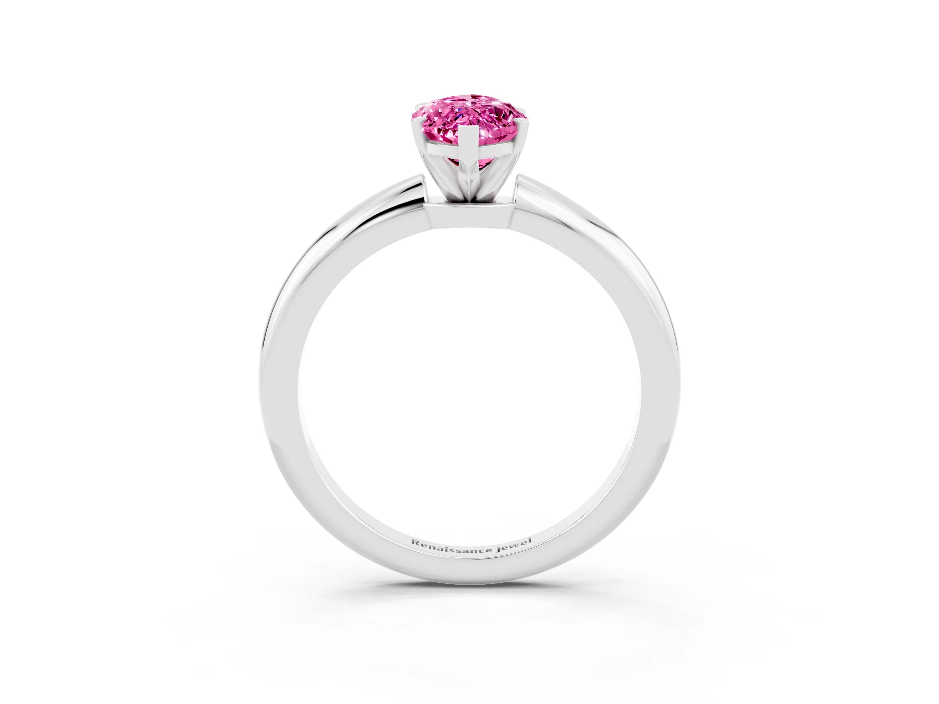 White gold Marquise Cut Pink Sapphire Solitaire Ring with Six-Prong Setting and Classic Band_15