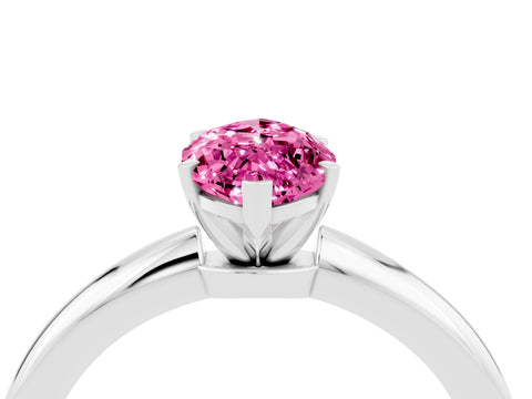 White gold Marquise Cut Pink Sapphire Solitaire Ring with Six-Prong Setting and Classic Band_4