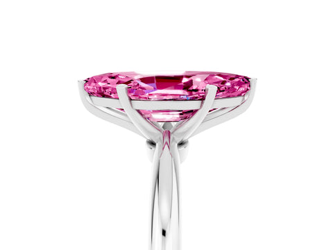 White gold Marquise Cut Pink Sapphire Solitaire Ring with Six-Prong Setting and Classic Band_5