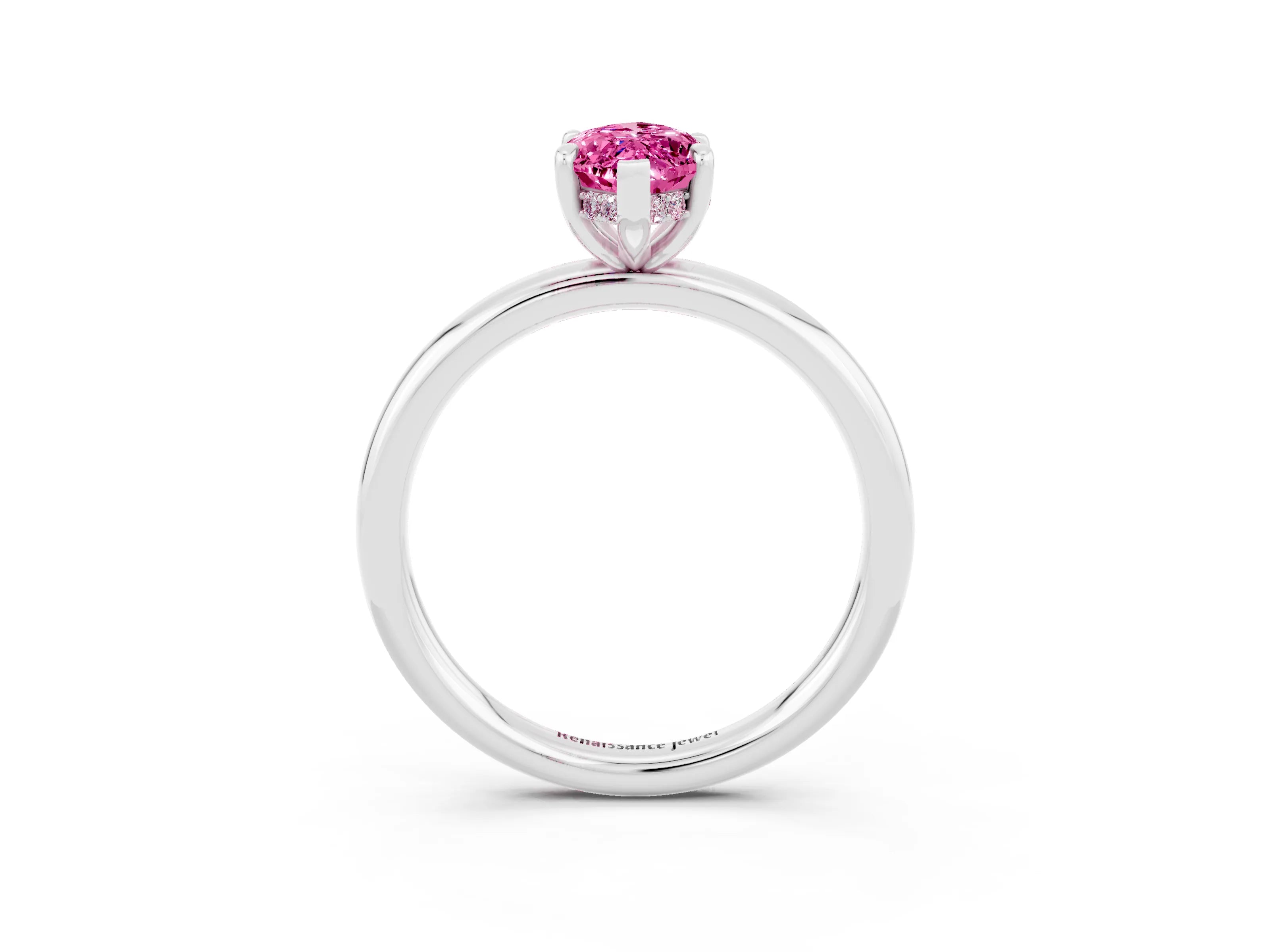 White gold Marquise Cut Pink Sapphire Solitaire Ring with Thin Band and Four-Prong Setting_39