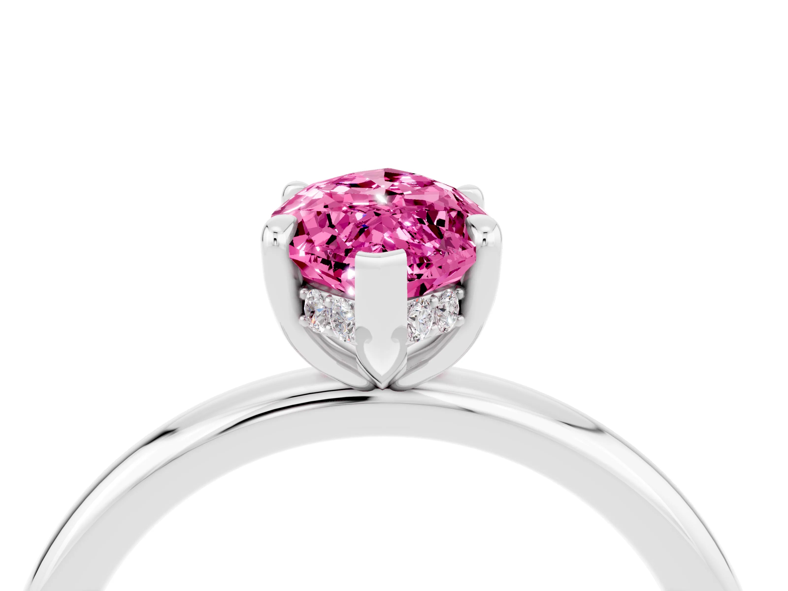 White gold Marquise Cut Pink Sapphire Solitaire Ring with Thin Band and Four-Prong Setting_40