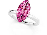 White gold Marquise Cut Pink Sapphire Solitaire Ring with Thin Band and Prong Setting_13
