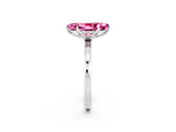 White gold Marquise Cut Pink Sapphire Solitaire Ring with Thin Band and Prong Setting_14