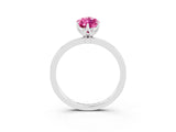 White gold Marquise Cut Pink Sapphire Solitaire Ring with Thin Band and Prong Setting_15