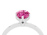 White gold Marquise Cut Pink Sapphire Solitaire Ring with Thin Band and Prong Setting_16